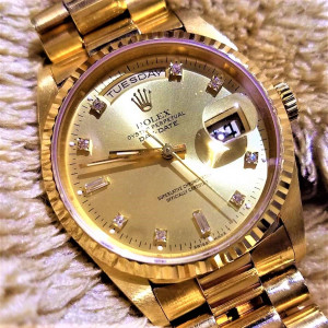 ロレックス オイスターパーペチュアル デイデイト １０P K18 イエローゴールド 文字盤 シャンパン